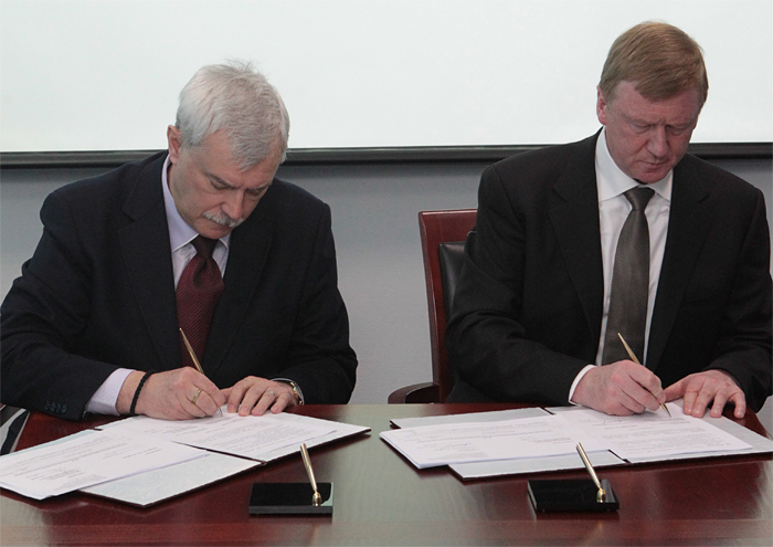 Георгий Полтавченко и Анатолий Чубайс подписали соглашение о стимулировании инноваций
