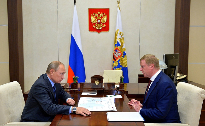 Встреча президента Владимира Путина с главой компании «РОСНАНО» Анатолием Чубайсом